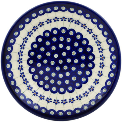 Polish Pottery Pasta Bowl 8&quot; Flowering Peacock