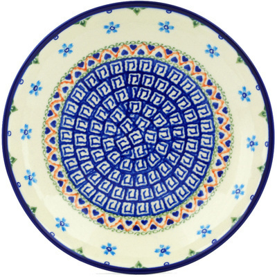 Polish Pottery Pasta Bowl 8&quot; Little Blue Flowers