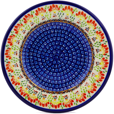 Polish Pottery Pasta Bowl 9&quot; Blooming Red