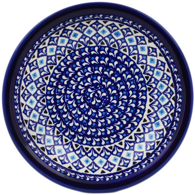 Polish Pottery Pasta Bowl 9&quot; Blue Diamond Dream