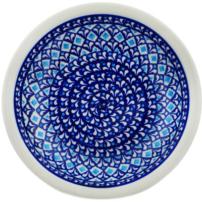 Polish Pottery Pasta Bowl 9&quot; Blue Diamond