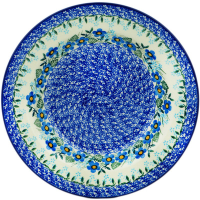 Polish Pottery Pasta Bowl 9&quot; Blue Joy