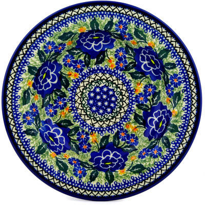 Polish Pottery Pasta Bowl 9&quot; Blue Perfection UNIKAT