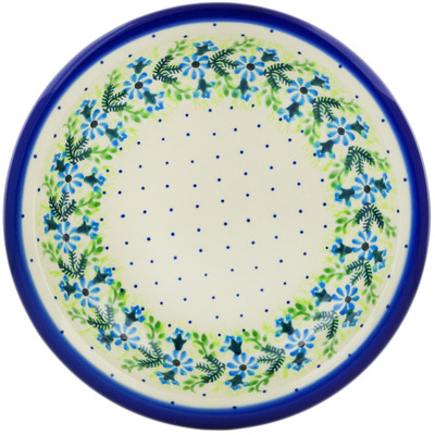 Polish Pottery Pasta Bowl 9&quot; Blue Wreath
