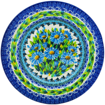 Polish Pottery Pasta Bowl 9&quot; Bouquet Azul UNIKAT