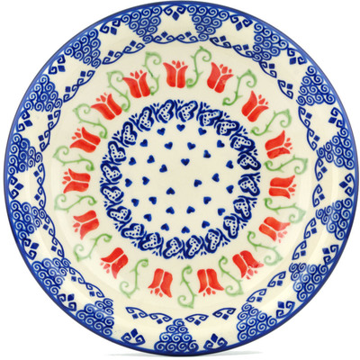 Polish Pottery Pasta Bowl 9&quot; Butterfly Tulips