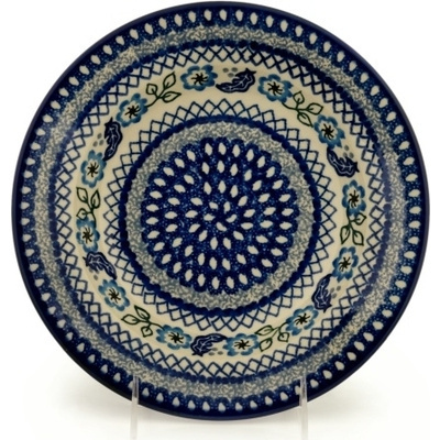 Polish Pottery Pasta Bowl 9&quot; Feathers And Flowers