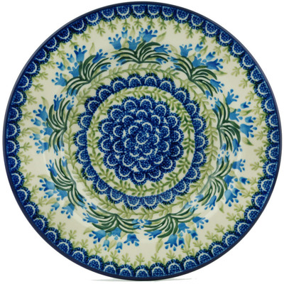 Polish Pottery Pasta Bowl 9&quot; Feathery Bluebells