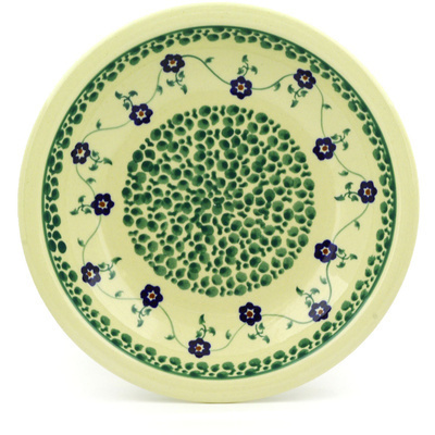 Polish Pottery Pasta Bowl 9&quot; Green Bubbles