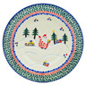 Polish Pottery Pasta Bowl 9&quot; Holiday Forest UNIKAT