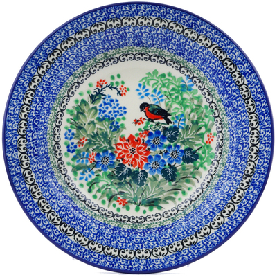 Polish Pottery Pasta Bowl 9&quot; Red Breasted Robin UNIKAT