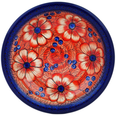 Polish Pottery Pasta Bowl 9&quot; Red Hot Summer
