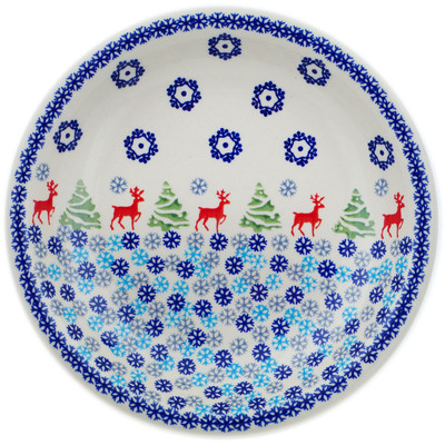 Polish Pottery Pasta Bowl 9&quot; Ring Around The Reindeer