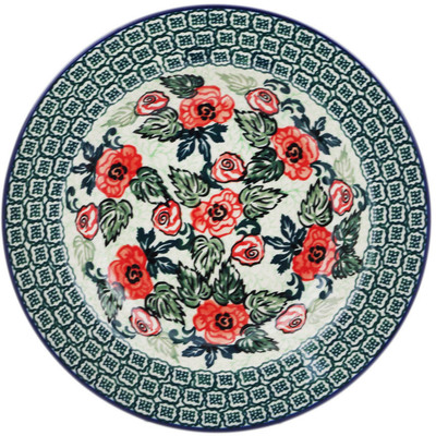 Polish Pottery Pasta Bowl 9&quot; Tudor Rose UNIKAT