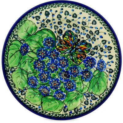 Polish Pottery Pasta Bowl 9&quot; Watercolor Butterfly UNIKAT