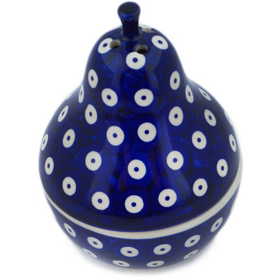 Polish Pottery Pear Shaped Jar 6&quot; Peacock Eyes