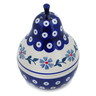 Polish Pottery Pear Shaped Jar 6&quot; Peacock Forget-me-not