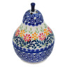 Polish Pottery Pear Shaped Jar 6&quot; Wave Of Flowers