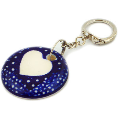 Polish Pottery Pendant Keychain 3&quot; Happy Heart