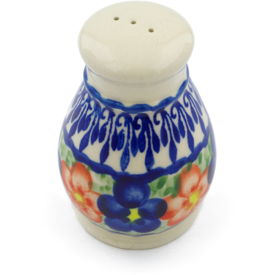 Polish Pottery Pepper Shaker 3&quot; Floral Burst