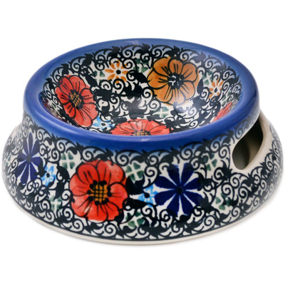 Polish Pottery Pet Bowl 6&quot; Flowered Lace