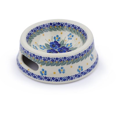Polish Pottery Pet Bowl 7&quot; Pansy And Violets