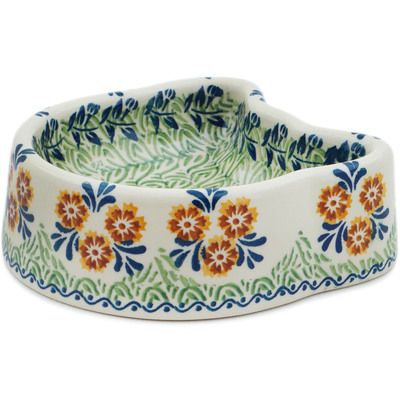 Polish Pottery Pet Bowl 7&quot; Three Lillies UNIKAT