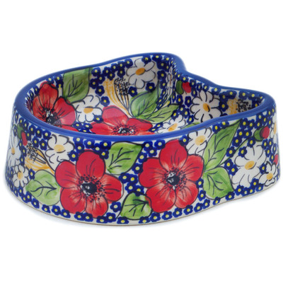 Polish Pottery Pet Bowl 7&quot; Vivid Garden UNIKAT