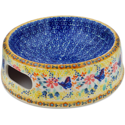 Polish Pottery Pet Bowl 8&quot; Butterfly Summer Garden UNIKAT