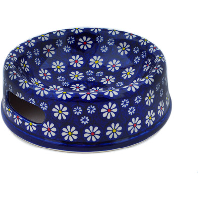 Polish Pottery Pet Bowl 8&quot; Daisy Jazz UNIKAT