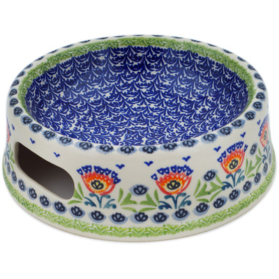 Polish Pottery Pet Bowl 8&quot; Flower Flames UNIKAT