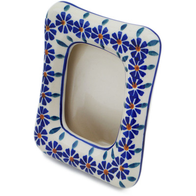 Polish Pottery Picture Frame 6&quot; Peacock