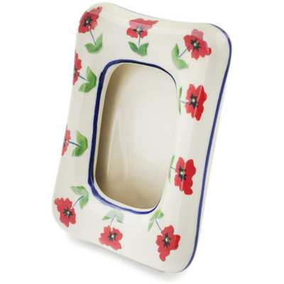 Polish Pottery Picture Frame 6&quot; Wind-blown Poppies