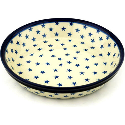 Polish Pottery Pie Dish 10&quot; Starburst Americana