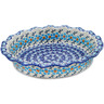 Polish Pottery Pie Dish 11&quot; Blue Chain UNIKAT