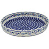 Polish Pottery Pie Dish 12&quot; Peacock Forget-me-not