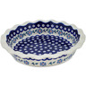 Polish Pottery Pie Dish 13&quot; Peacock Forget-me-not