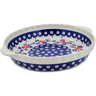 Polish Pottery Pie Dish Fluted with Handles 11&quot; Burst Of Berries