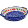 Polish Pottery Pie Dish Fluted with Handles 11&quot; Seeds Of Summer UNIKAT