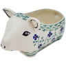 Polish Pottery Pig Shaped Jar 6&quot; Lucky Blue Clover