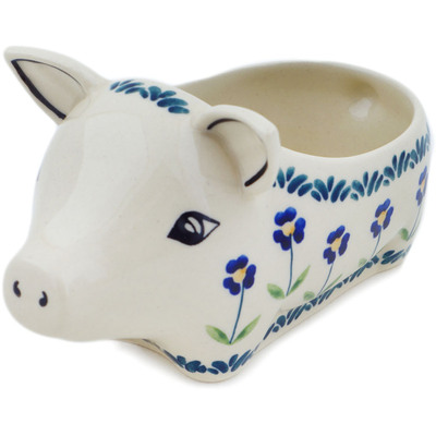 Polish Pottery Pig Shaped Jar 6&quot; Mariposa Lily