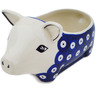 Polish Pottery Pig Shaped Jar 6&quot; Peacock Eyes