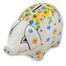 Polish Pottery Piggy Bank 5&quot; Country Spring