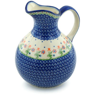 Polish Pottery Pitcher 10 Cup Spring Flowers