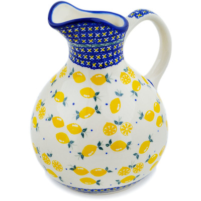 Polish Pottery Pitcher 10 Cup When Life Gives You Lemons
