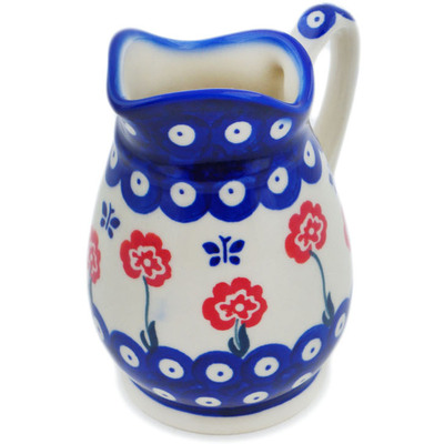 Polish Pottery Pitcher 12 oz Blue Eye Spring