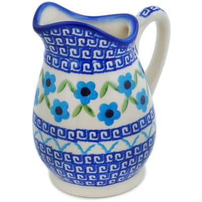 Polish Pottery Pitcher 12 oz Greek Daisies