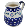 Polish Pottery Pitcher 13 oz Peacock Forget-me-not