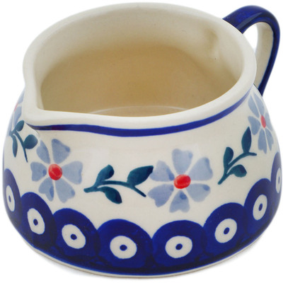 Polish Pottery Pitcher 16 oz Peacock Forget-me-not