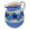 Polish Pottery Pitcher 17 oz Periwinkle Ring UNIKAT